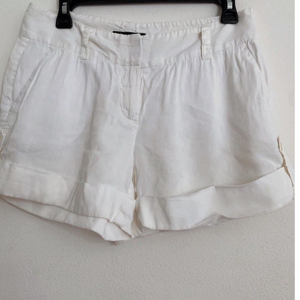 Theory Cuffed Loose Fit Linen Blend White Shorts Size 4